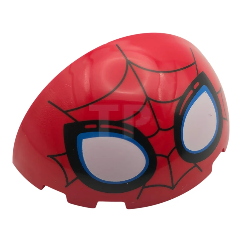 LEGO&reg;  - 7202pb01 - Windscreen 3 x 6 x 2 1/3 Quarter Sphere with Black Webbing, Large White Eyes with Blue Edges Pattern (Spider-Man Face)