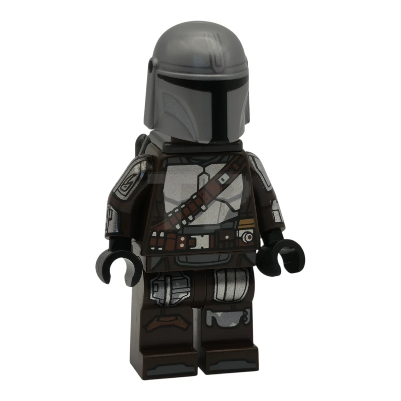 LEGO&reg; sw1519 The Mandalorian / Din Djarin / 'Mando' - Silver Beskar Armor, Jetpack, Printed Head, Reddish Brown and Dark Silver Knee Pads