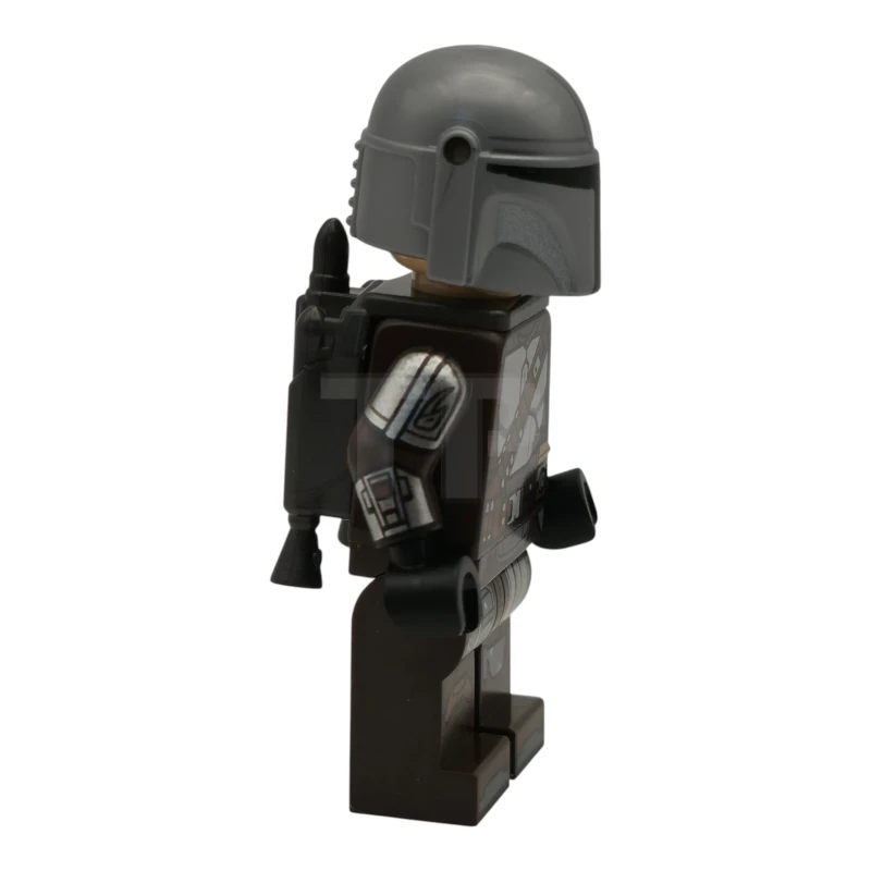 LEGO&reg; sw1519 The Mandalorian / Din Djarin / 'Mando' - Silver Beskar Armor, Jetpack, Printed Head, Reddish Brown and Dark Silver Knee Pads