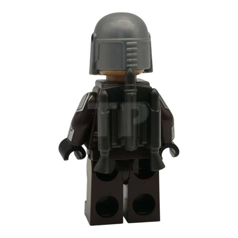 LEGO&reg; sw1519 The Mandalorian / Din Djarin / 'Mando' - Silver Beskar Armor, Jetpack, Printed Head, Reddish Brown and Dark Silver Knee Pads