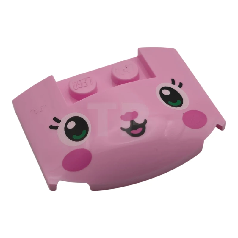 LEGO&reg;  - 93604pb026 - Wedge 3 x 4 x 2/3 Triple Curved with Black Eyelashes, Dark Pink Nose and Cheeks Pattern (Kitty Fairy)