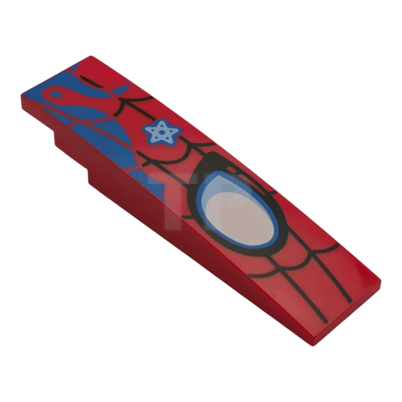 LEGO&reg;  - 42918pb13R - Slope, Curved 8 x 2 with Bright Light Blue and White Eye, Black Spider Web, Blue Swirls and Star Pattern Model Right Side