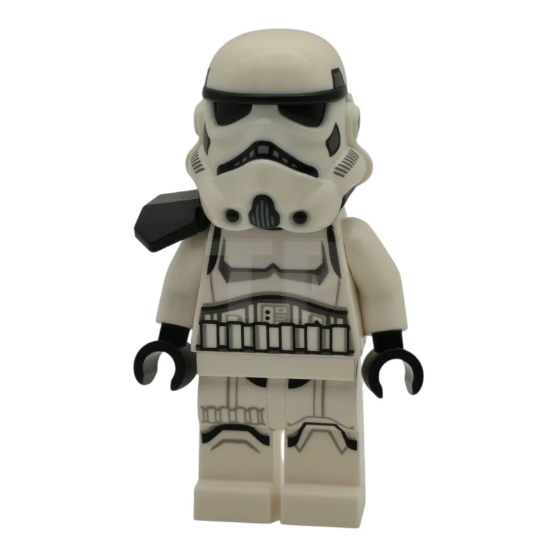 LEGO&reg; sw1525 Imperial Stormtrooper - Dual Molded Helmet with Light Bluish Gray Panels on Back, Black Pauldron, Shoulder Belts, Medium Nougat Head