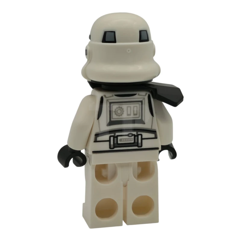 LEGO&reg; sw1525 Imperial Stormtrooper - Dual Molded Helmet with Light Bluish Gray Panels on Back, Black Pauldron, Shoulder Belts, Medium Nougat Head