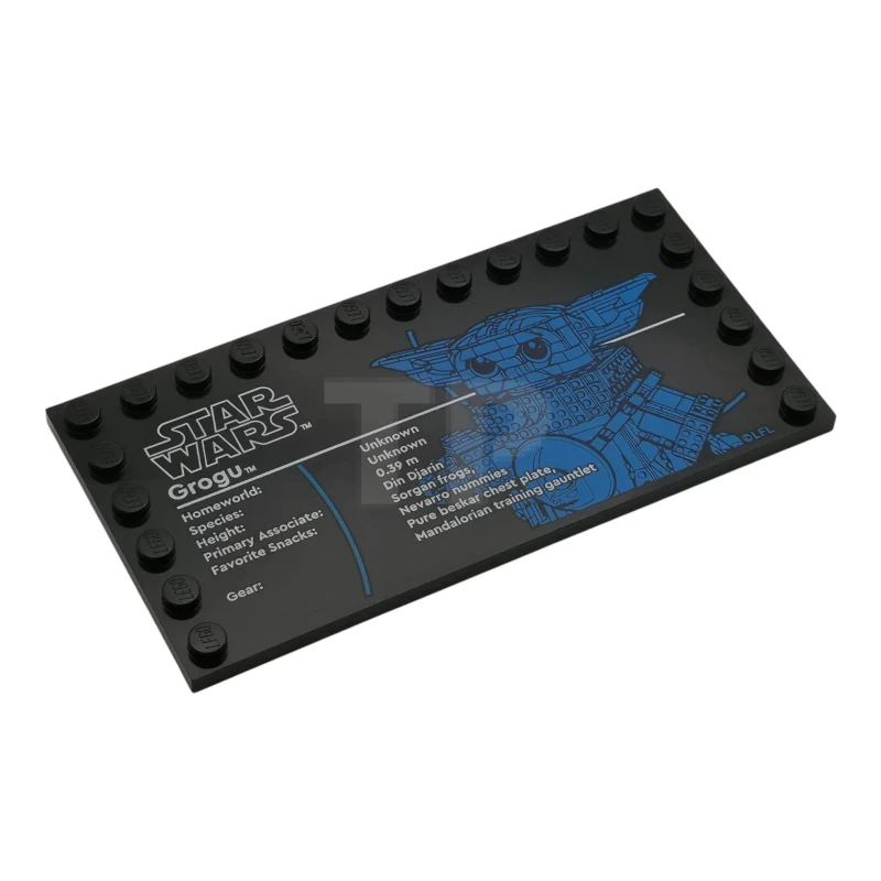 LEGO&reg; 6602292 - 6178pb057 - Tile, Modified 6 x 12 with Studs on Edges with Star Wars Logo and 'Grogu' Pattern