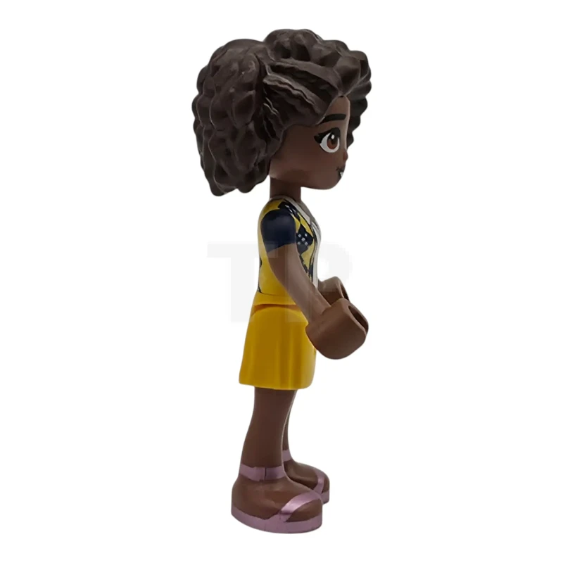 LEGO&reg; frnd609 Friends Aliya - Dark Blue Vest with Diamonds over White Blouse, Yellow Skirt, Metallic Pink Sandals