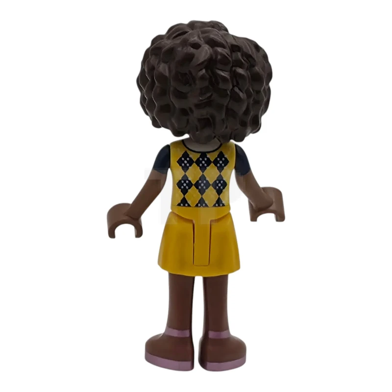 LEGO&reg; frnd609 Friends Aliya - Dark Blue Vest with Diamonds over White Blouse, Yellow Skirt, Metallic Pink Sandals