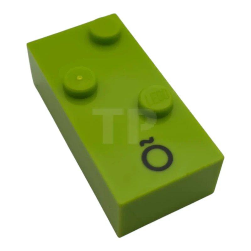 LEGO&reg; 6317393 - 65548pb03 - Mattone Braille 2 x 4 con 3 borchie, con la lettera maiuscola O nera con tilde (Õ) (punti-246 ⠪) (portoghese)