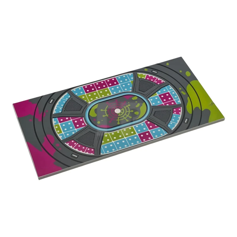 LEGO&reg; 90498pb65 - 6603690 - Tile 8 x 16 with Bottom Tubes, Textured Surface with Dark Bluish Gray Background and Black Round Outlines, Magenta, Lime, Medium Azure and White Dance Floor Pattern