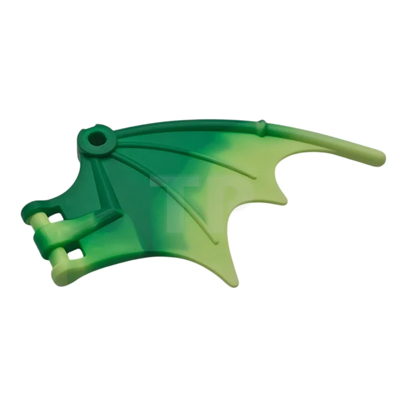 LEGO&reg; 6606286 - 38547pb04 - Dragon Wing 8 1/4 x 5 met gemarmerd geelgroen patroon op de achterrand