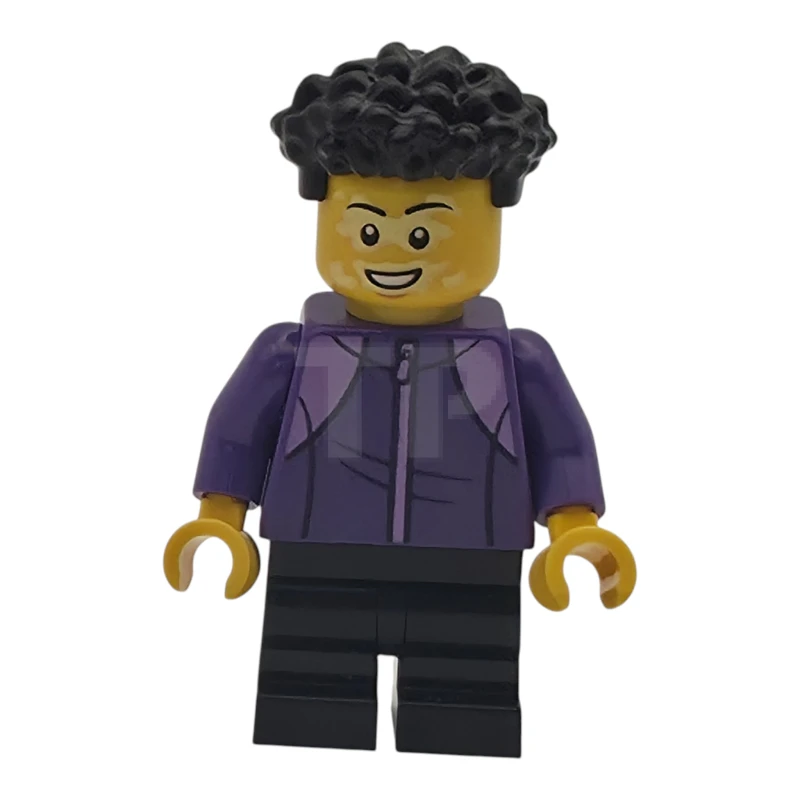LEGO&reg; cty2005 Child - Boy, Dark Purple Tracksuit, Black Medium Legs, Coiled Hair