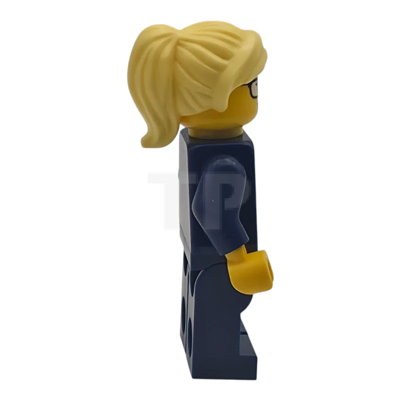 LEGO&reg; cty2008 Passenger Plane Pilot - Female, Dark Blue Suit with Tie, Bright Light Yellow Ponytail