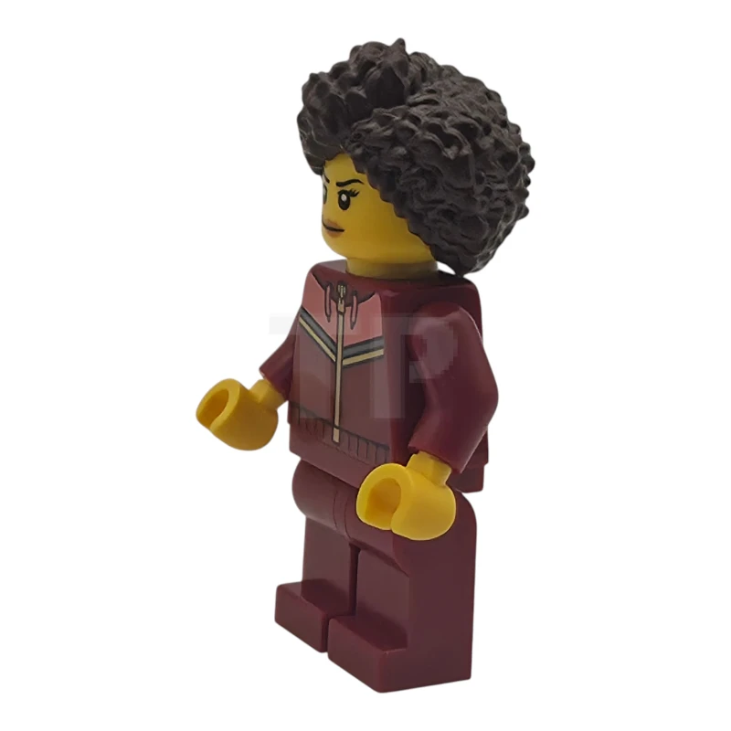 LEGO&reg; cty2006 Woman - Dark Red Tracksuit, Dark Brown Coiled Hair