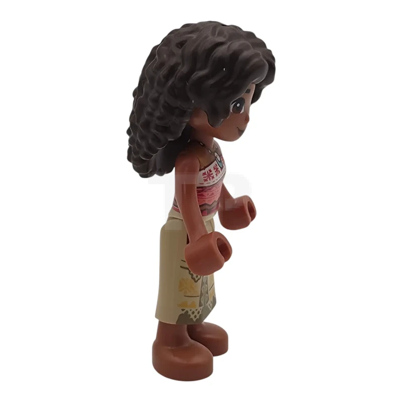 LEGO&reg; moa011 Moana (Sienna) - Mini Doll, Coral and White Strapless Top, Tan Long Skirt with Dark Tan Hems, Dark Brown Hair Long Full Curly