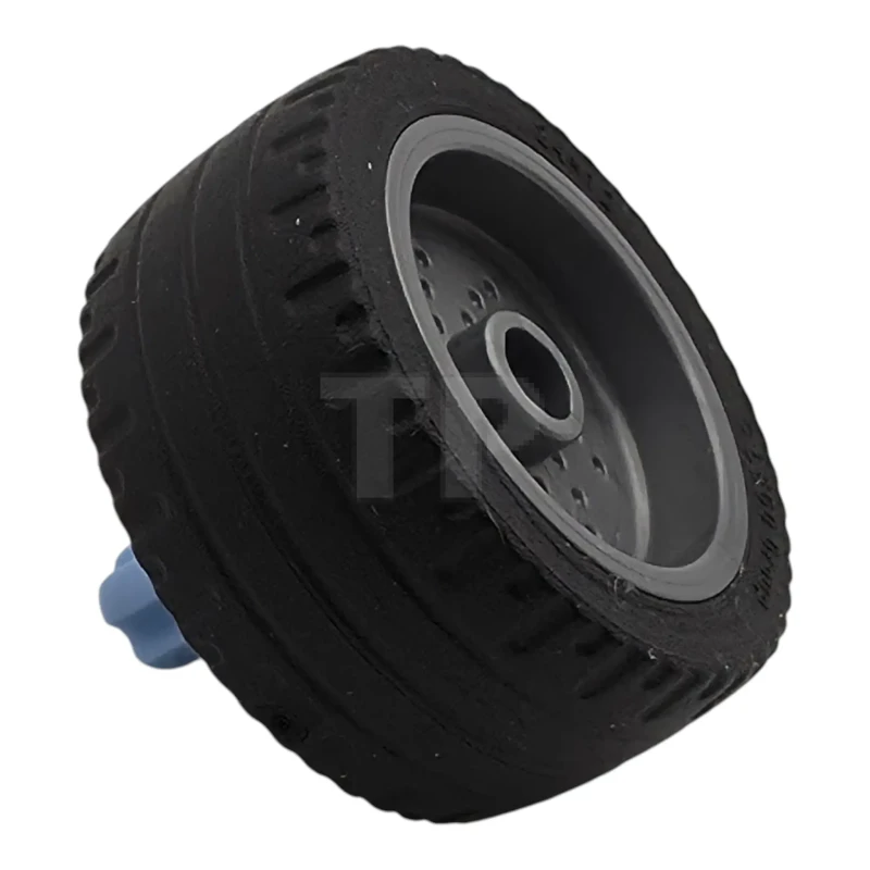 LEGO&reg; 6544253 - 66727c03 - Wheel 18mm D. x 12mm with Pin Hole and Stud, Dotted Brake Rotor Lines with Fixed Rotatable Bright Light Blue Technic, Axle 1L with Pin without Friction Ridges with Squared Hole with Black Tire 24 x 12 Low (66727c02 / 18977)