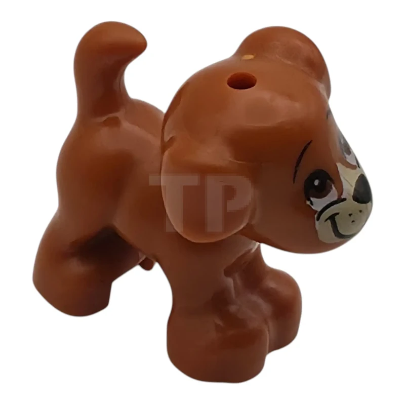 LEGO&reg; 6612607 - 93088pb16 - Dog, Mini Doll Style, Puppy, Standing with Reddish Brown Eyes with White Glints Centered, Black Nose and Mouth, Tan Muzzle, and Bright Pink Tongue Pattern (Disney Bruno)