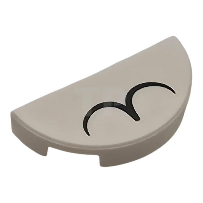 LEGO&reg; 6603624 - 1748pb011 - Tegel, rond, 1 x 2 half, met zwart gebogen lijnpatroon (Fortnite KIT Cat Whiskers)