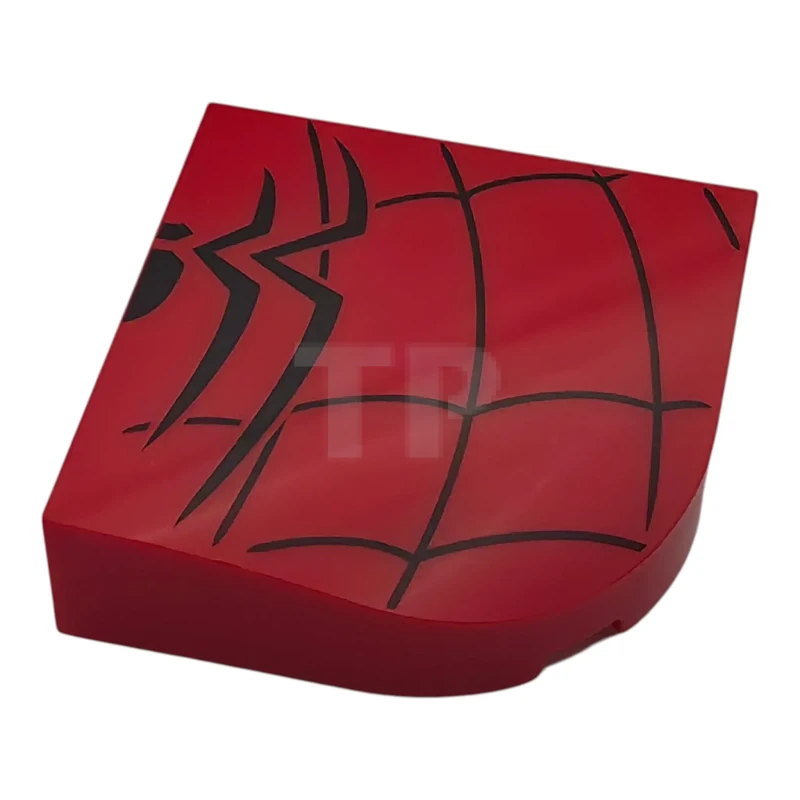 LEGO&reg; 6612311 - 7435pb02L - Brick, Round Corner 4 x 4 x 1 Curved Slope Top with Black Spider Half and Web Pattern Model Left Side