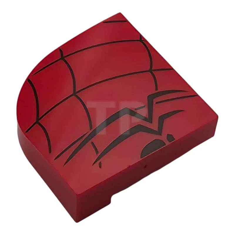 LEGO&reg; 6612310 - 7435pb02R - Brick, Round Corner 4 x 4 x 1 Curved Slope Top with Black Spider Half and Web Pattern Model Right Side