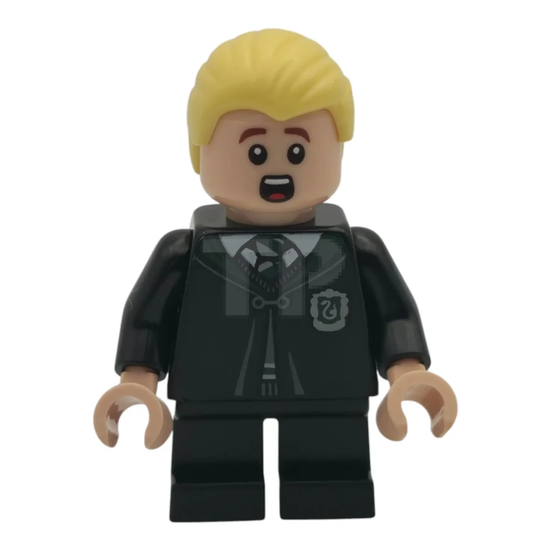 LEGO&reg; hp622 Draco Malfoy - Black Slytherin Robe and Short Legs, Grin / Surprised
