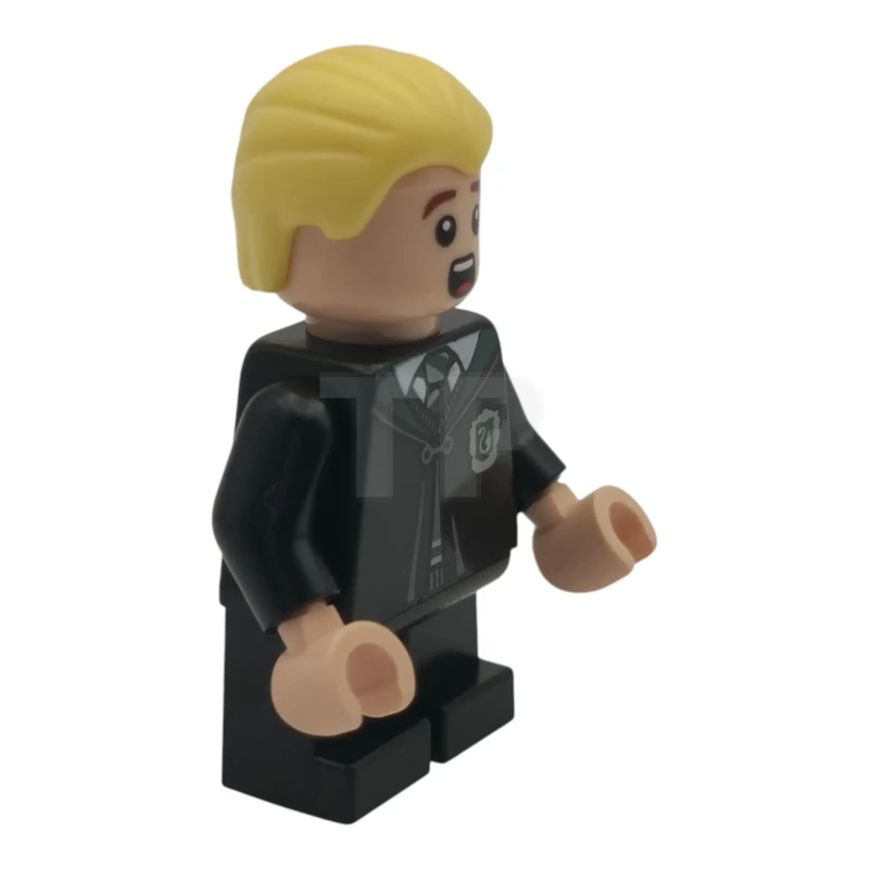 LEGO&reg; hp622 Draco Malfoy - Black Slytherin Robe and Short Legs, Grin / Surprised