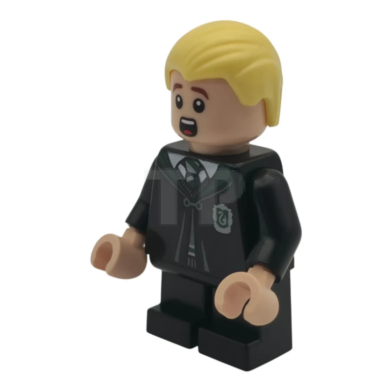 LEGO&reg; hp622 Draco Malfoy - Black Slytherin Robe and Short Legs, Grin / Surprised