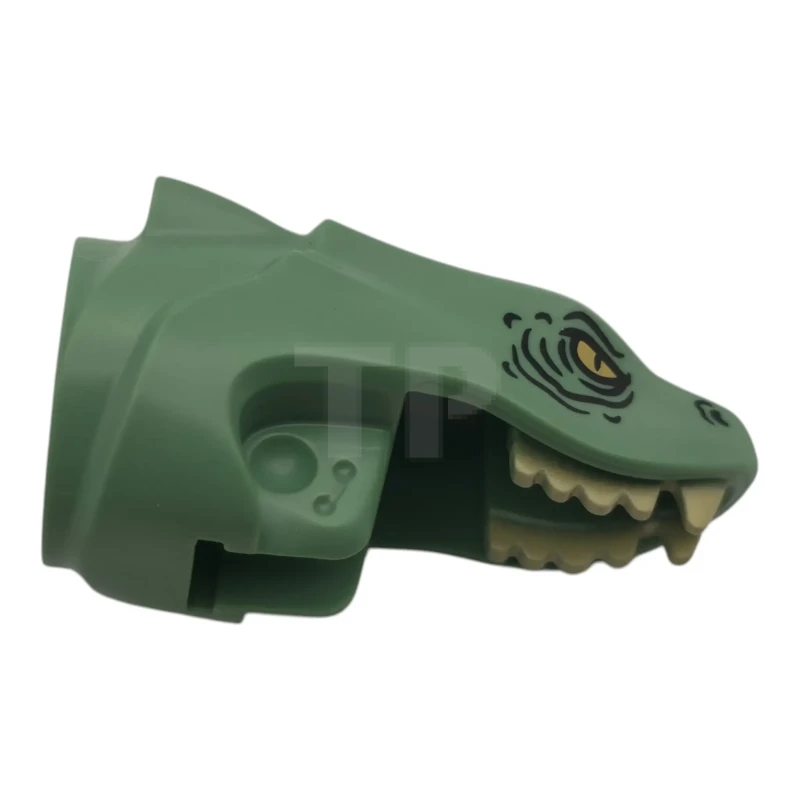LEGO&reg; 6603889 - 78514pb02 - Cabeza de basilisco serpiente con ojos dorados, arrugas y fosas nasales negras, y dientes de color tostado