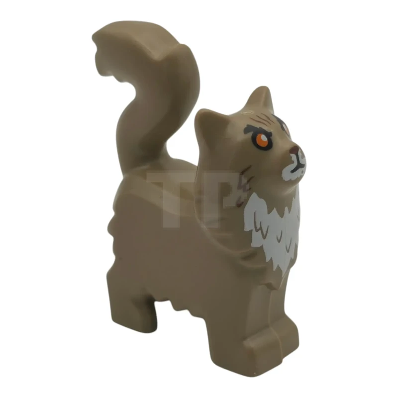 LEGO&reg; 6616711 - 6329pb03 - Gato Maine Coon, de pie, con ojos naranjas, nariz y pelaje de color marrón rojizo, y un patrón blanco en el hocico y el pecho (HP Sra. Norris)