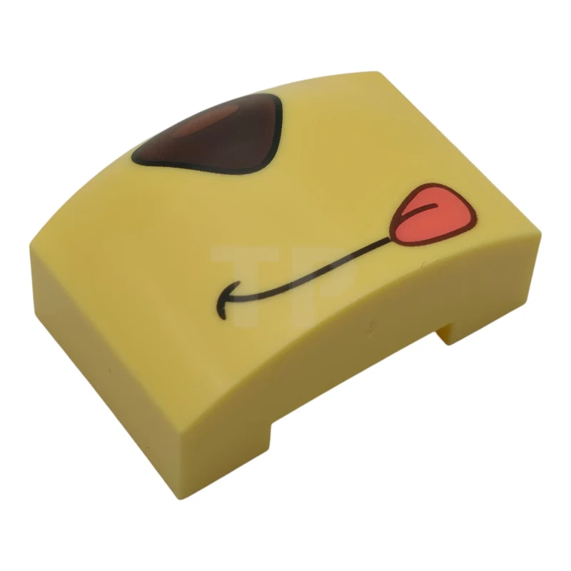 LEGO&reg;  - 5787pb008 - Tile 3 x 4 x 1 1/3 Triple Curved with Nose and Tongue Stuck Out Pattern (Mum)