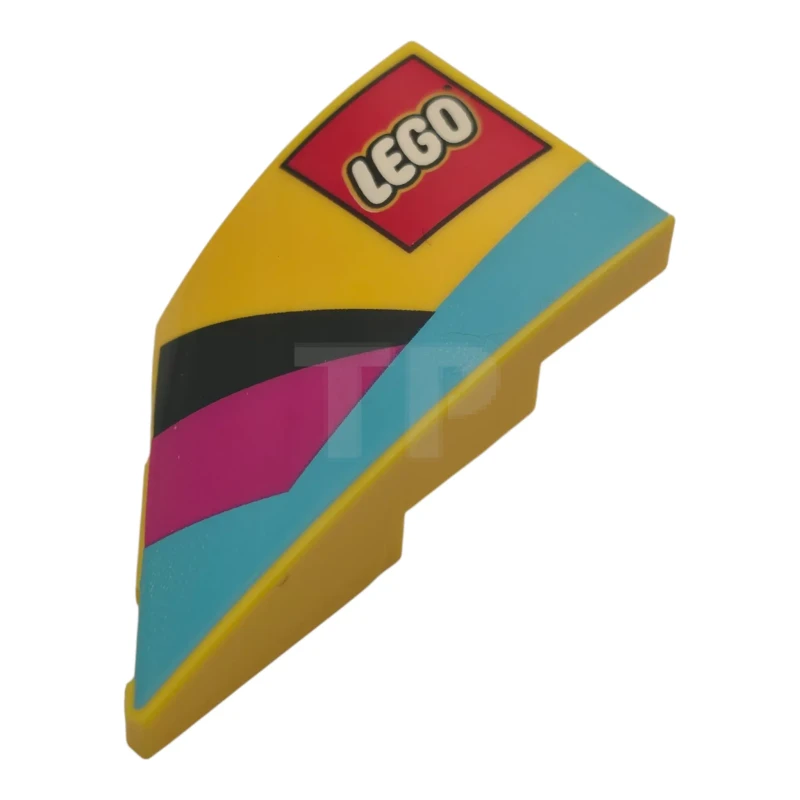 LEGO&reg;  - 6929pb011 - Dakpan 4 x 2 gebogen – wig rechts met LEGO-logopatroon