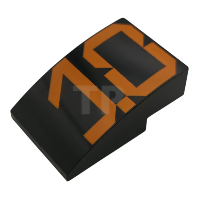 LEGO&reg; 6606707 - 24309pb075 - Schuine, gebogen 3 x 2 met gestileerd oranje ‘10’-patroon