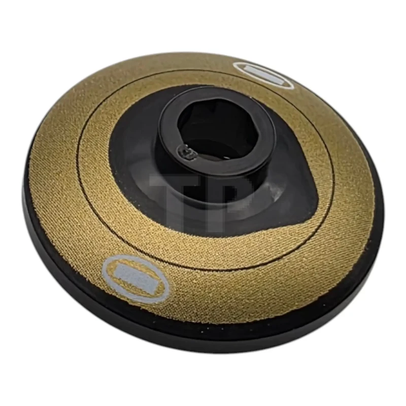 LEGO&reg; 6611330 - 4740pb044 - Plato de 2 x 2 invertido (Radar) con un anillo fino y rayas blancas en óvalos sobre un fondo dorado