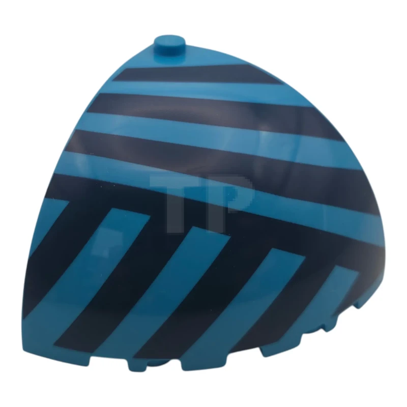 LEGO&reg; 6611244 - 8010pb03 - Panel 5 x 5 x 3 1/3 Corner Convex with Curved Top with Dark Blue Diagonal Stripes Pattern