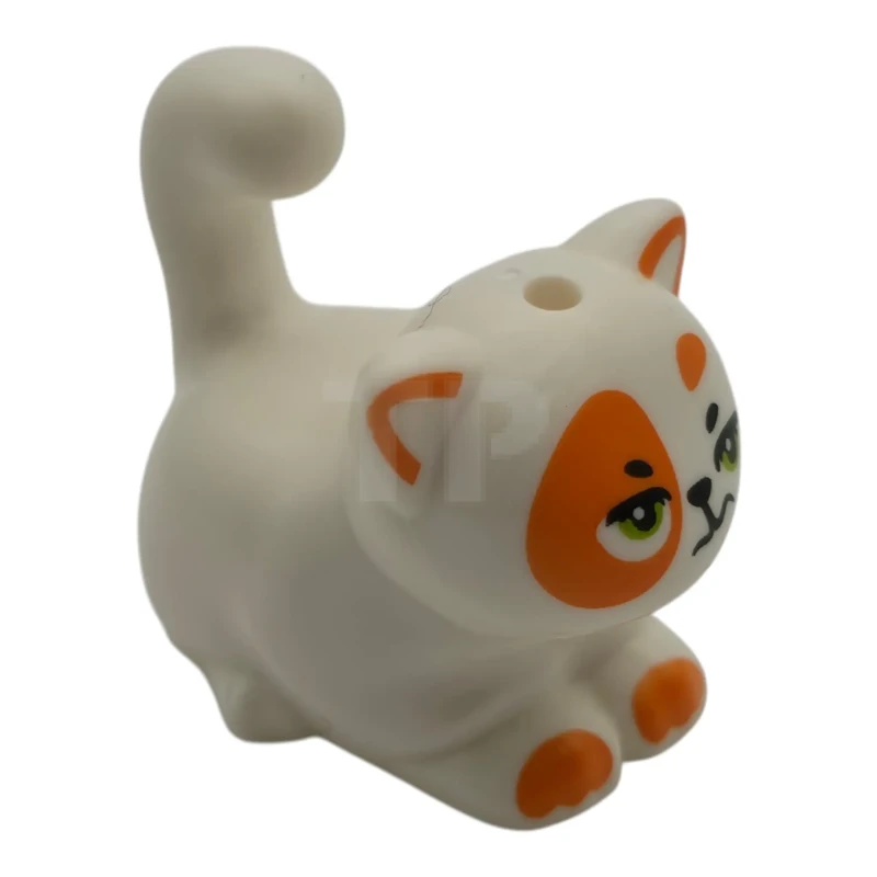 LEGO&reg; 6581646 - 2652pb13 - Chat, style mini-poupée, grand format, assis, avec des marques et des pattes orange, des yeux vert citron et une bouche ridée (Friends Churro)