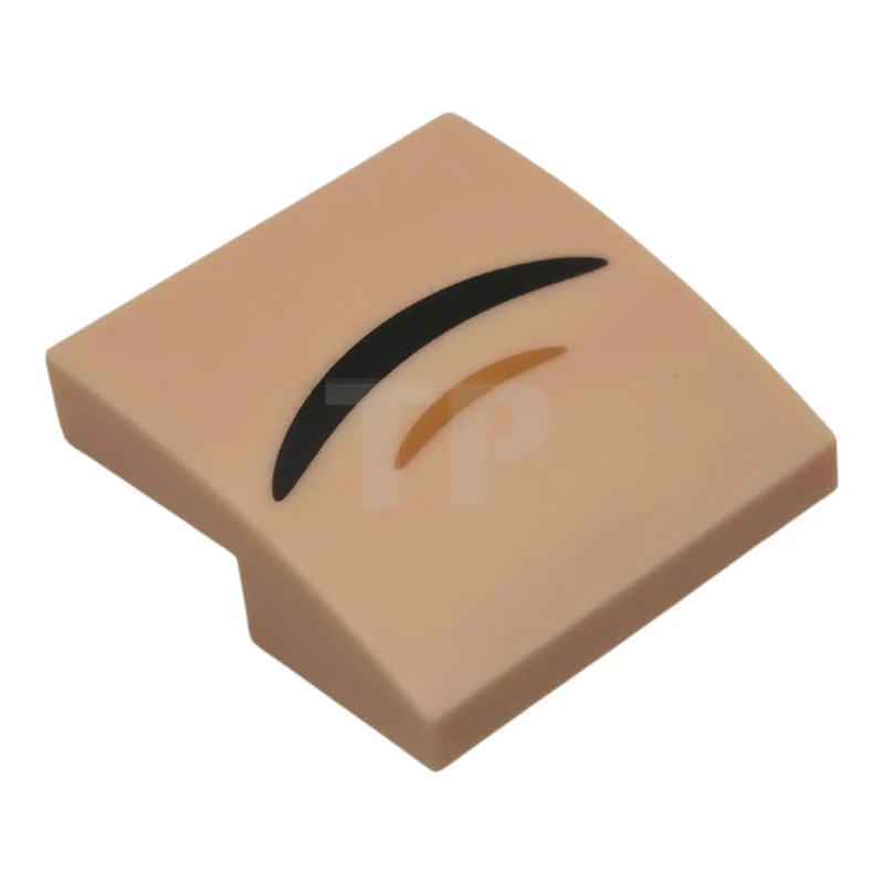 LEGO&reg; 6597901 - 15068pb692 - Slope, Curved 2 x 2 x 2/3 with Black Closed Mouth Frown and Medium Nougat Chin Dimple Pattern