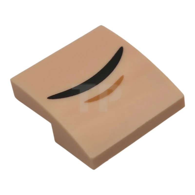 LEGO&reg; 6597899 - 15068pb691 - Slope, Curved 2 x 2 x 2/3 with Black Closed Mouth Grin and Medium Nougat Chin Dimple Pattern