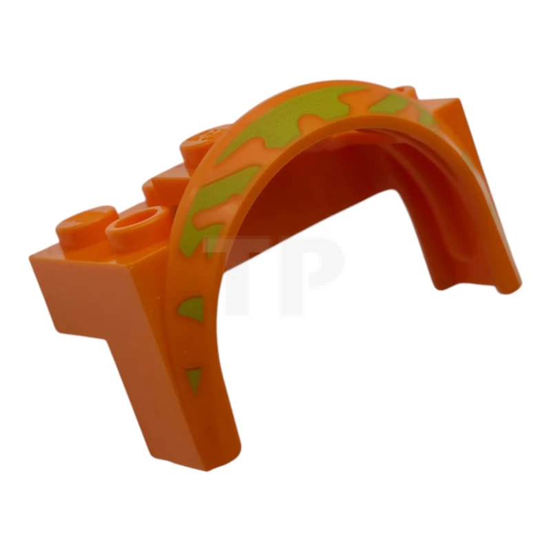 LEGO&reg; 6614371 - 3387pb03 - Vehicle, Mudguard 4 x 2 1/2 x 2 with Arch Round with Lime Animal Print Pattern