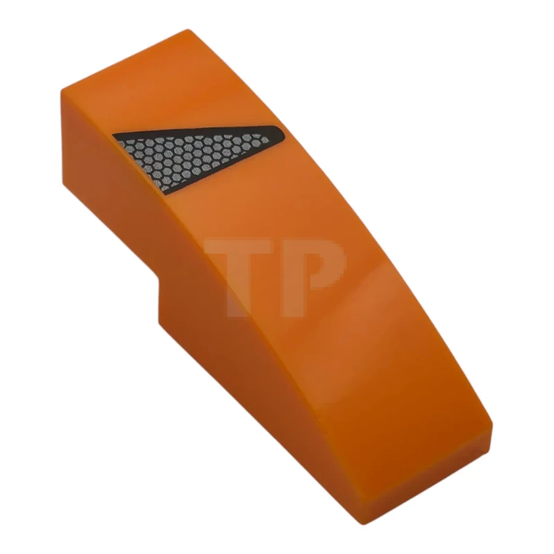 LEGO&reg; 6614357 - 50950pb193R - Slope, Curved 3 x 1 with Black and Dark Silver Honeycomb Air Vent Pattern Model Right Side