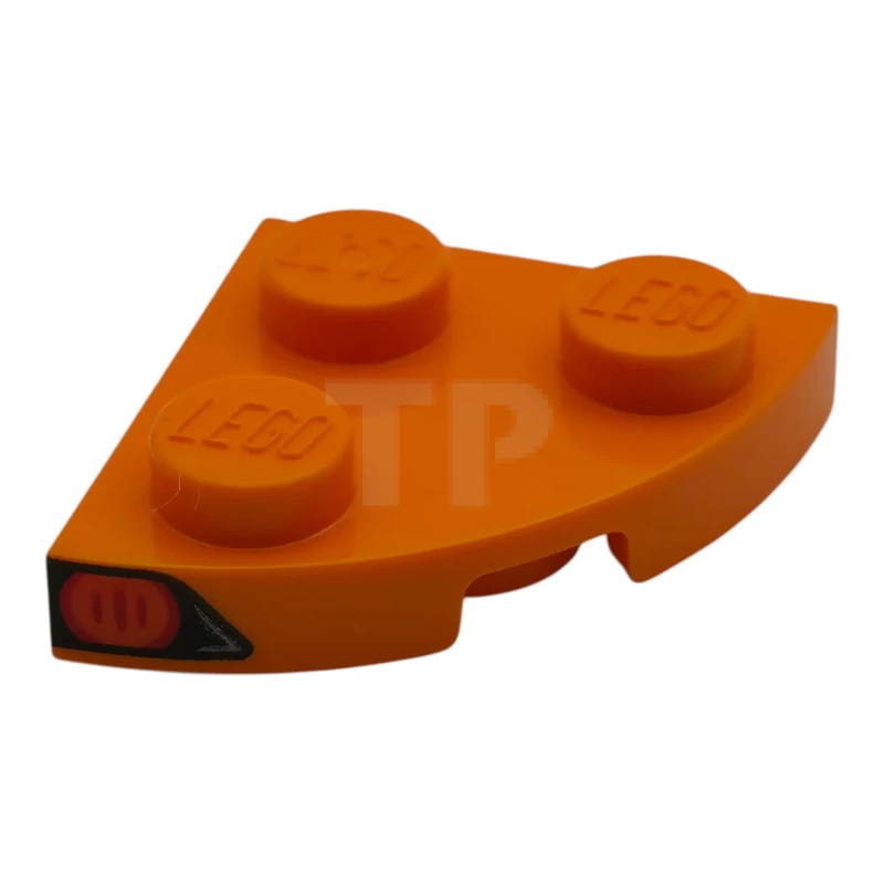 LEGO&reg; 6614354 - 7904pb01R - Plate, Round Corner 2 x 2 with Reddish Orange Blinker Light on Black Background Pattern Model Right Side