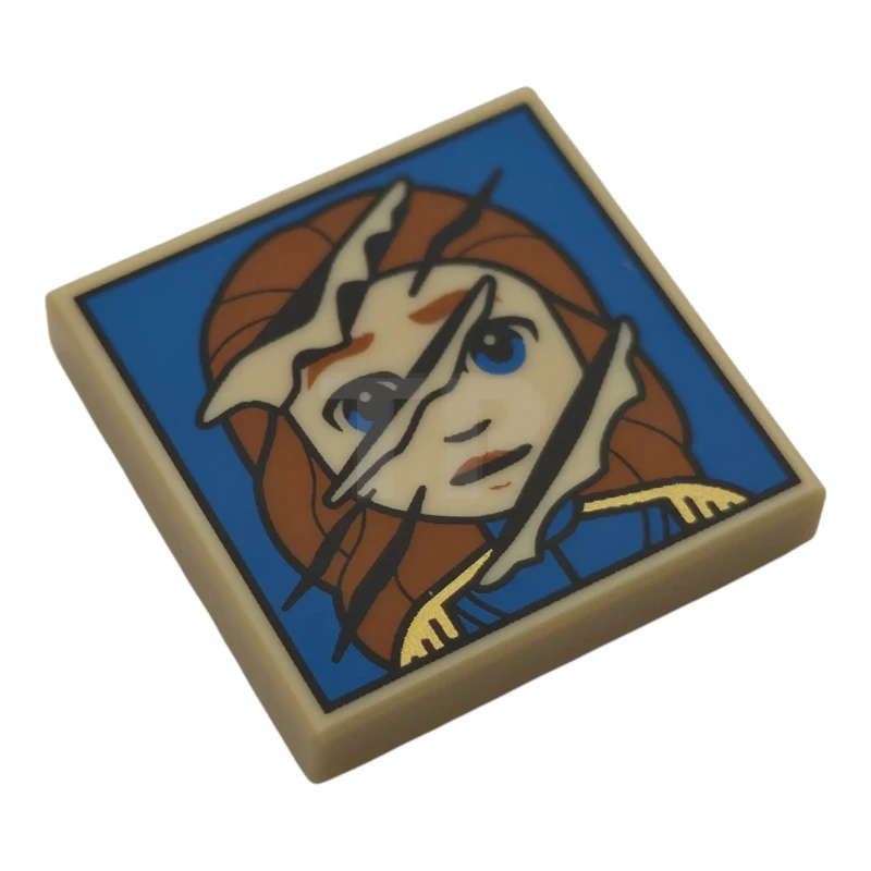 LEGO&reg; 6607051 - 3068pb2844 - Tile 2 x 2 with Portrait of Beast / Prince Adam with Claw Marks on Blue Background Pattern