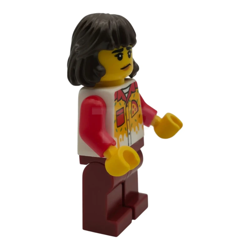 LEGO&reg; cty2016 Repartidora de pizza: mujer, piernas de color rojo oscuro, pelo castaño oscuro a media altura
