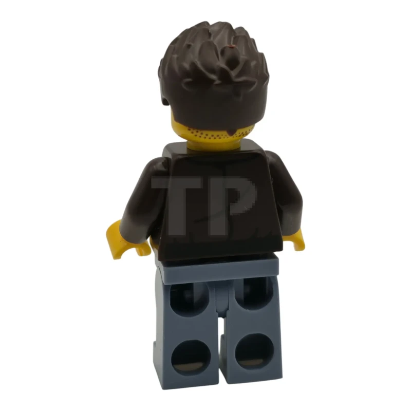 LEGO&reg; cty2036 Car Wash Patron - Male, Dark Brown Jacket over Red Hawaiian Shirt, Sand Blue Legs, Dark Brown Hair