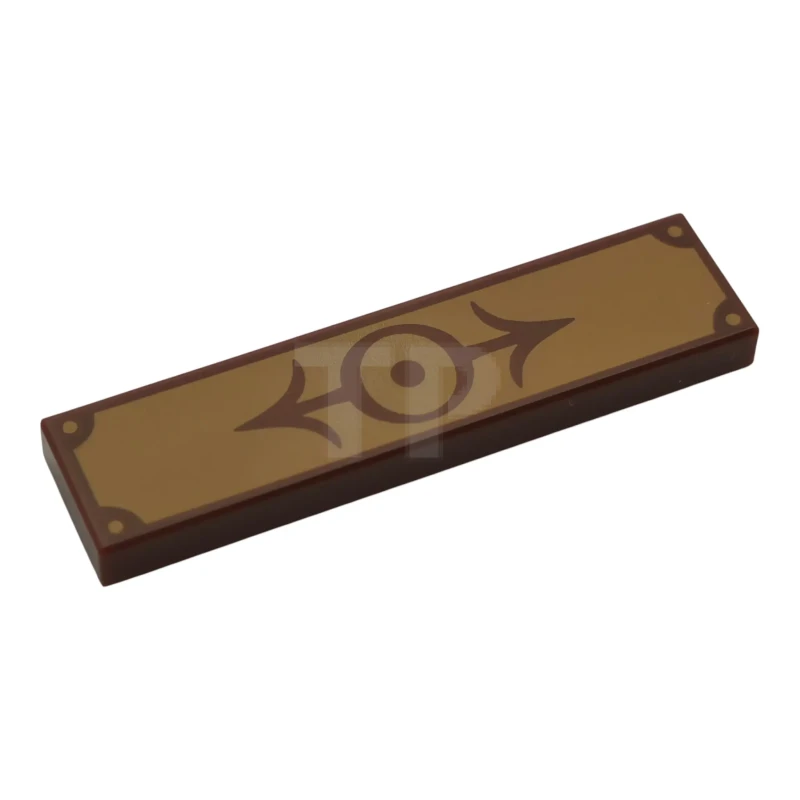 LEGO&reg; 6599863 - 2431pb0943 - Piastrelle 1 x 4 con logo del treno marrone scuro su sfondo con motivo color nougat medio