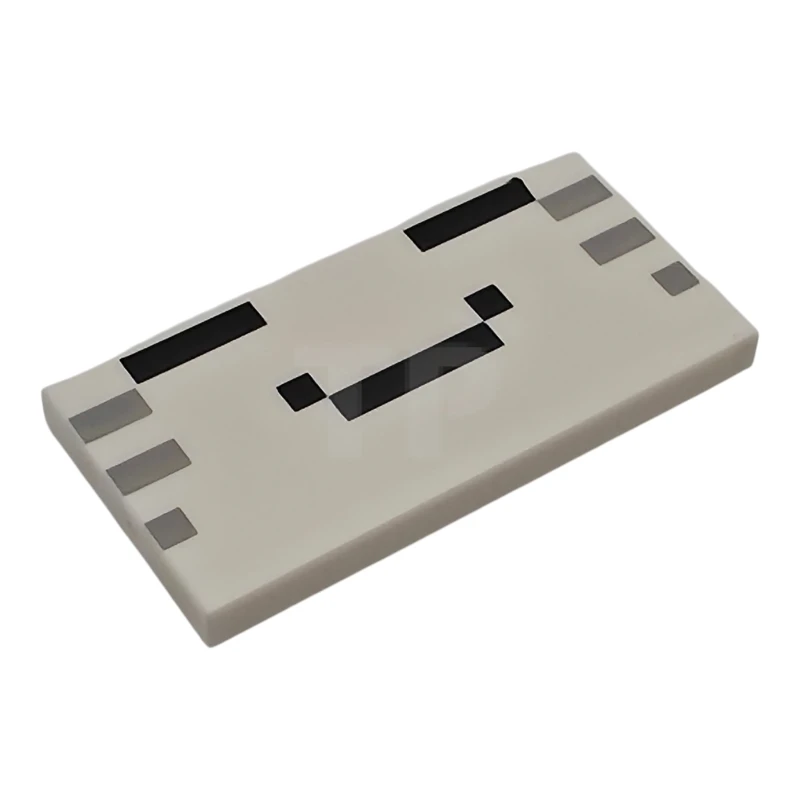 LEGO&reg; 6600951 - 87079pb1706 - Tile 2 x 4 with Black and Light Bluish Gray Squares and Rectangles Pattern (Minecraft Ghastling Face)