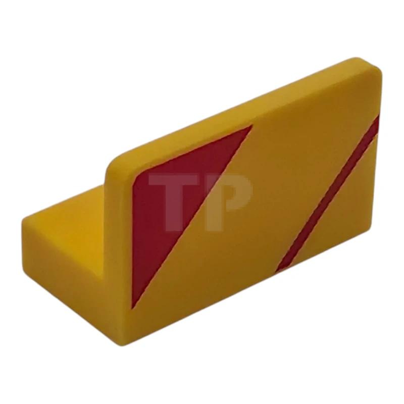 LEGO&reg; 6614268 - 4865pb135R - Panel 1 x 2 x 1 with Red Stripe and Triangle Pattern Model Right Side