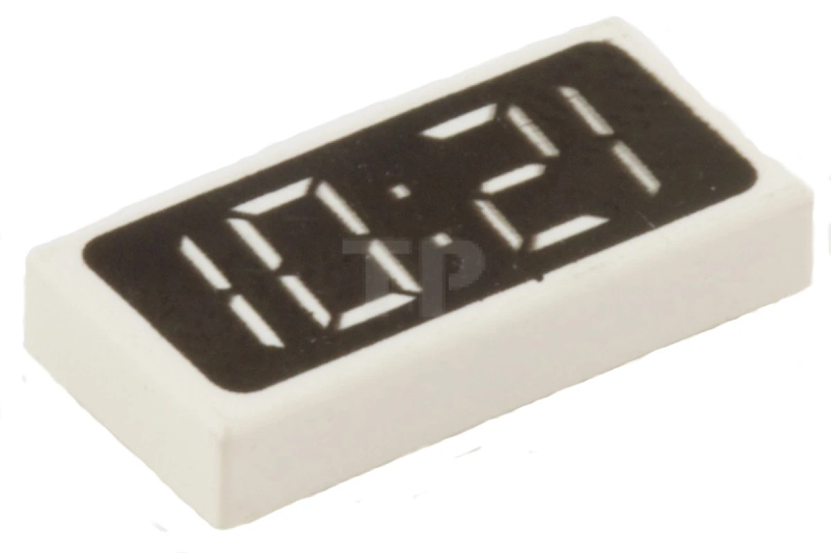 LEGO&reg; 81268 - 3069px5 - Carreau 1 x 2 avec motif numérique d'horloge - '12:01' ou '10:21'.