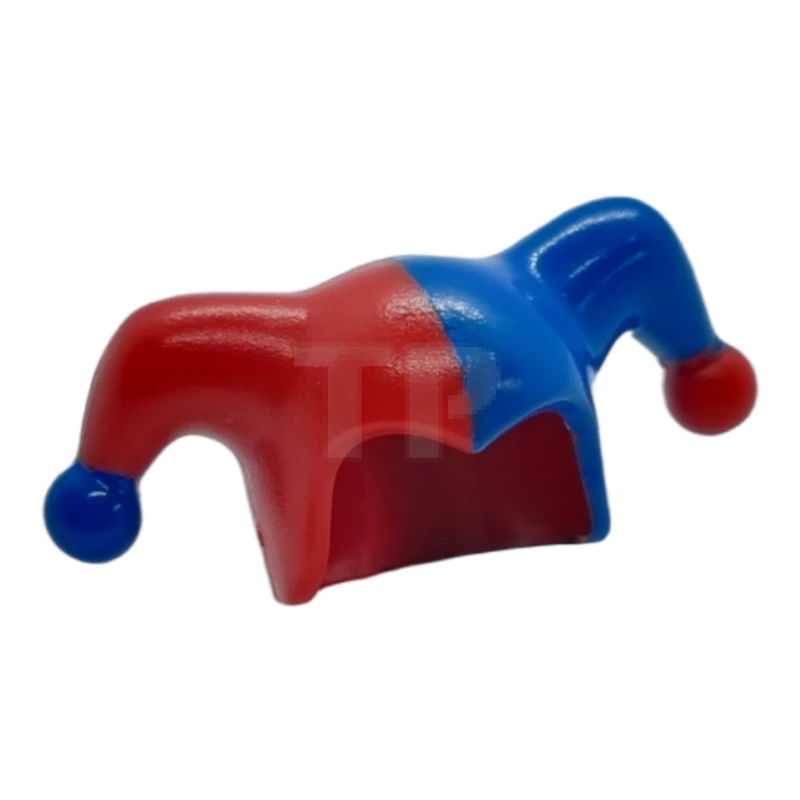 LEGO&reg; 4524903 - 62537pb02 - Minifig, Headgear Jester's Cap with Blue Left Side and Blue and Red Poms Pattern