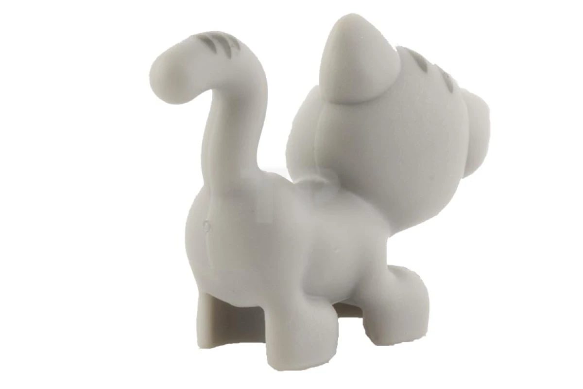 LEGO&reg; 6183850 - 93089pb01 - Cat Standing, Looking Left with Light Green Eyes, Dark Pink Nose and Mouth and Dark Bluish Gray Stripes Pattern