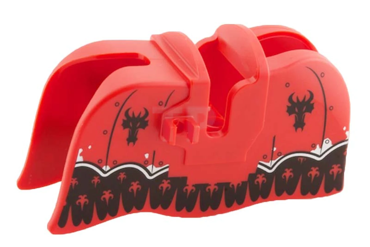 LEGO&reg; 6039818 - 13744pb01 - Horse Barding, Smooth Edge with Black Dragon Heads and Silver Trim Pattern