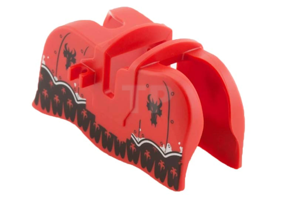 LEGO&reg; 6039818 - 13744pb01 - Horse Barding, Smooth Edge with Black Dragon Heads and Silver Trim Pattern